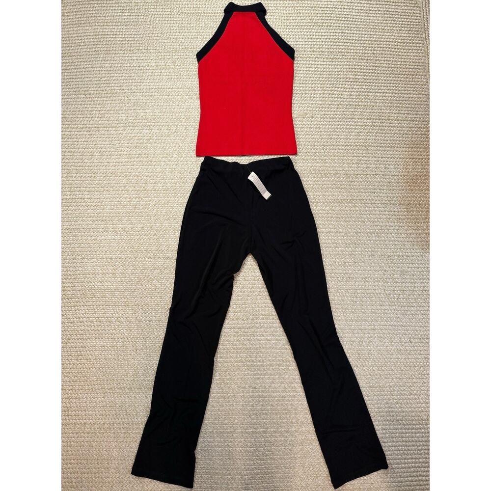 Cache Black And Red Halter Top And Black Pants Womens Size Y2K Colorblock